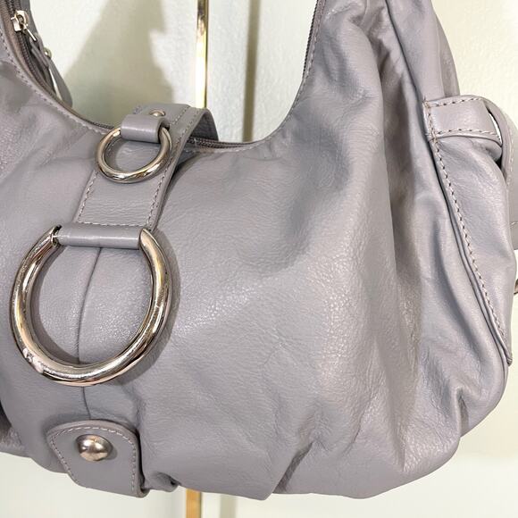 Michael Rome Italian Genuine Leather Shoulder Hobo Satchel Bag Gray - Picture 10 of 10
